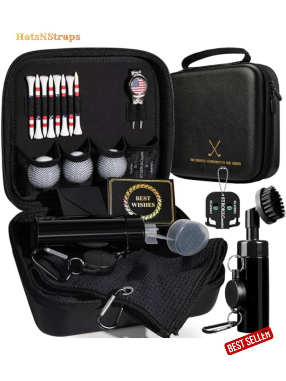 Golf Gift Set Accessories Kit with Case Balls Tees Divot Tool Cleaner Towel